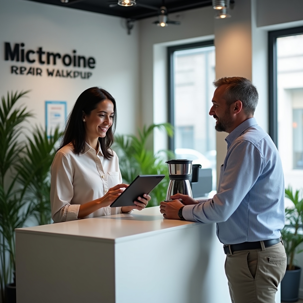 Recepție client la atelierul de reparații
